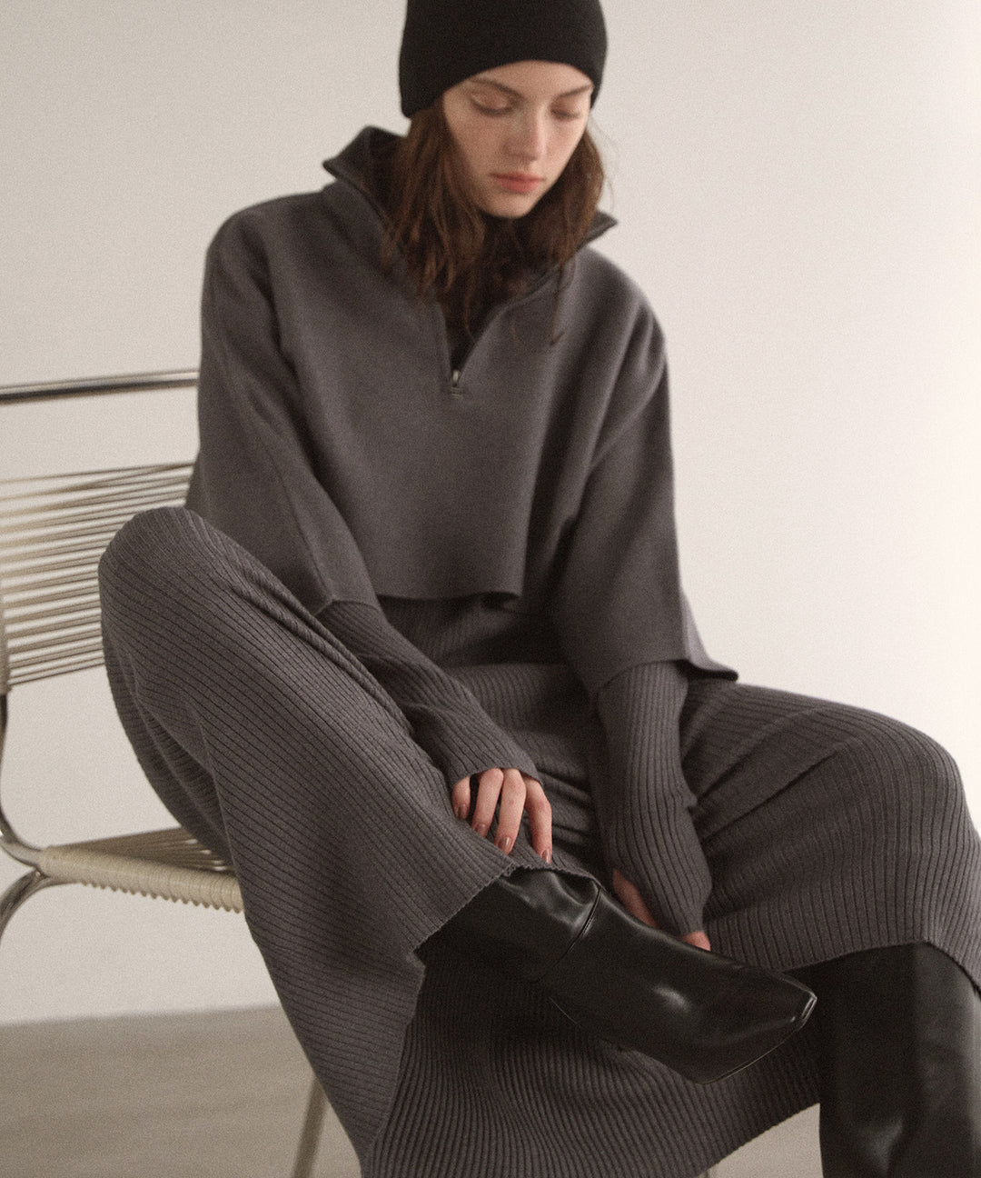 2way Layered Cape Knit OP