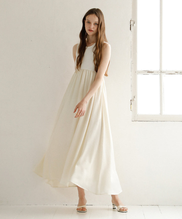 Bumpy Satin Cut Mix Dress