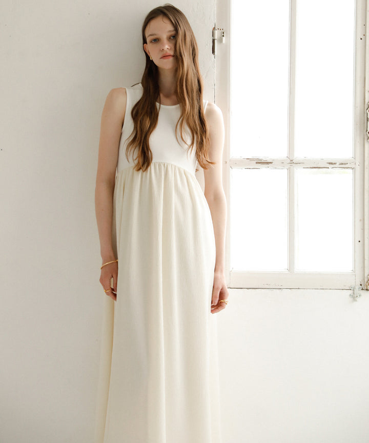Bumpy Satin Cut Mix Dress