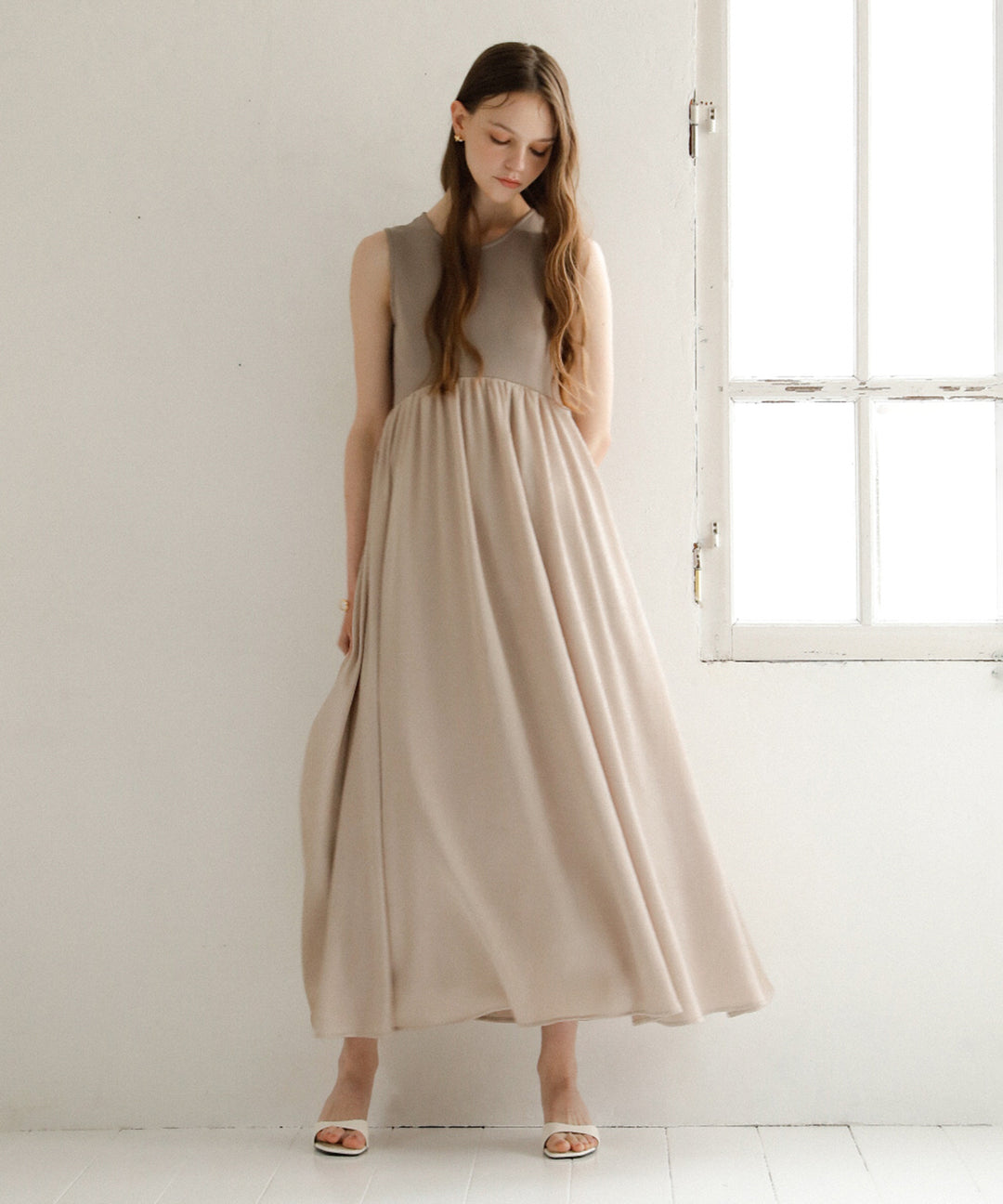 Bumpy Satin Cut Mix Dress