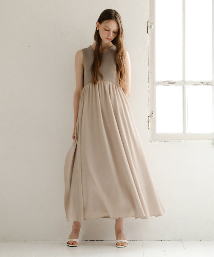 Bumpy Satin Cut Mix Dress
