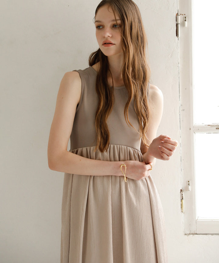 Bumpy Satin Cut Mix Dress