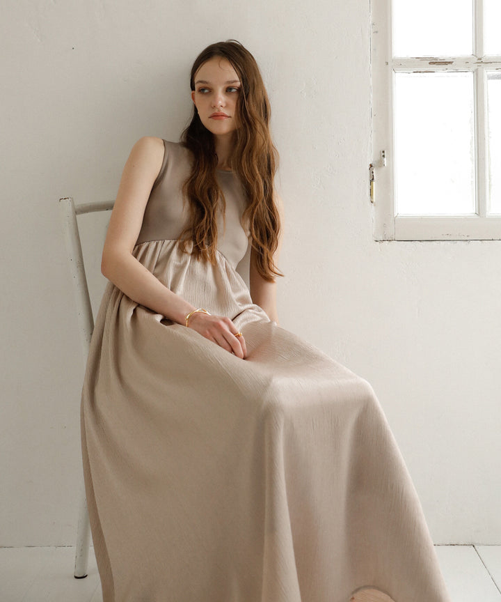 Bumpy Satin Cut Mix Dress