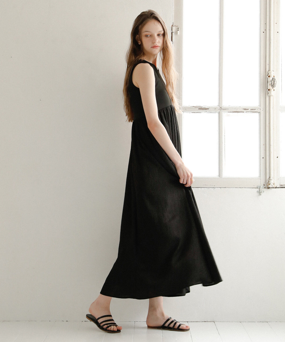 Bumpy Satin Cut Mix Dress