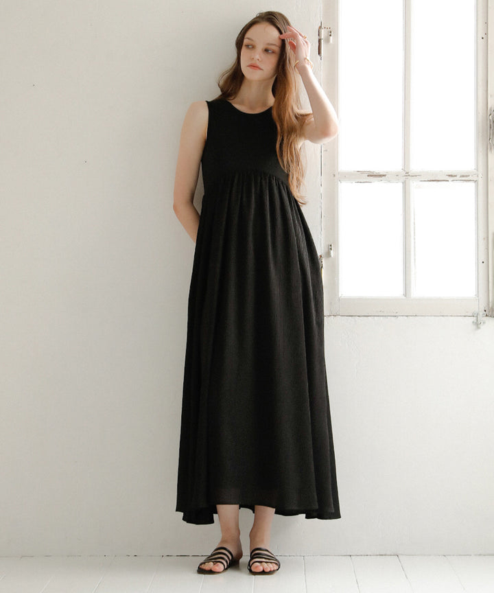 Bumpy Satin Cut Mix Dress