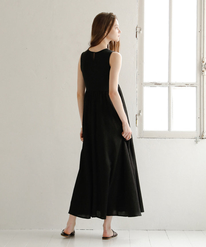 Bumpy Satin Cut Mix Dress
