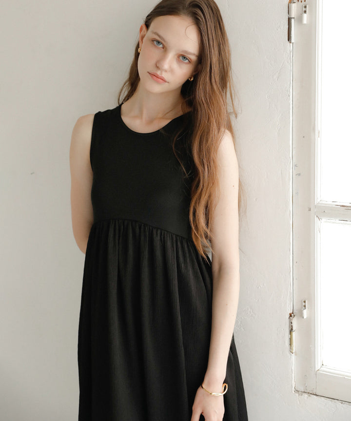 Bumpy Satin Cut Mix Dress