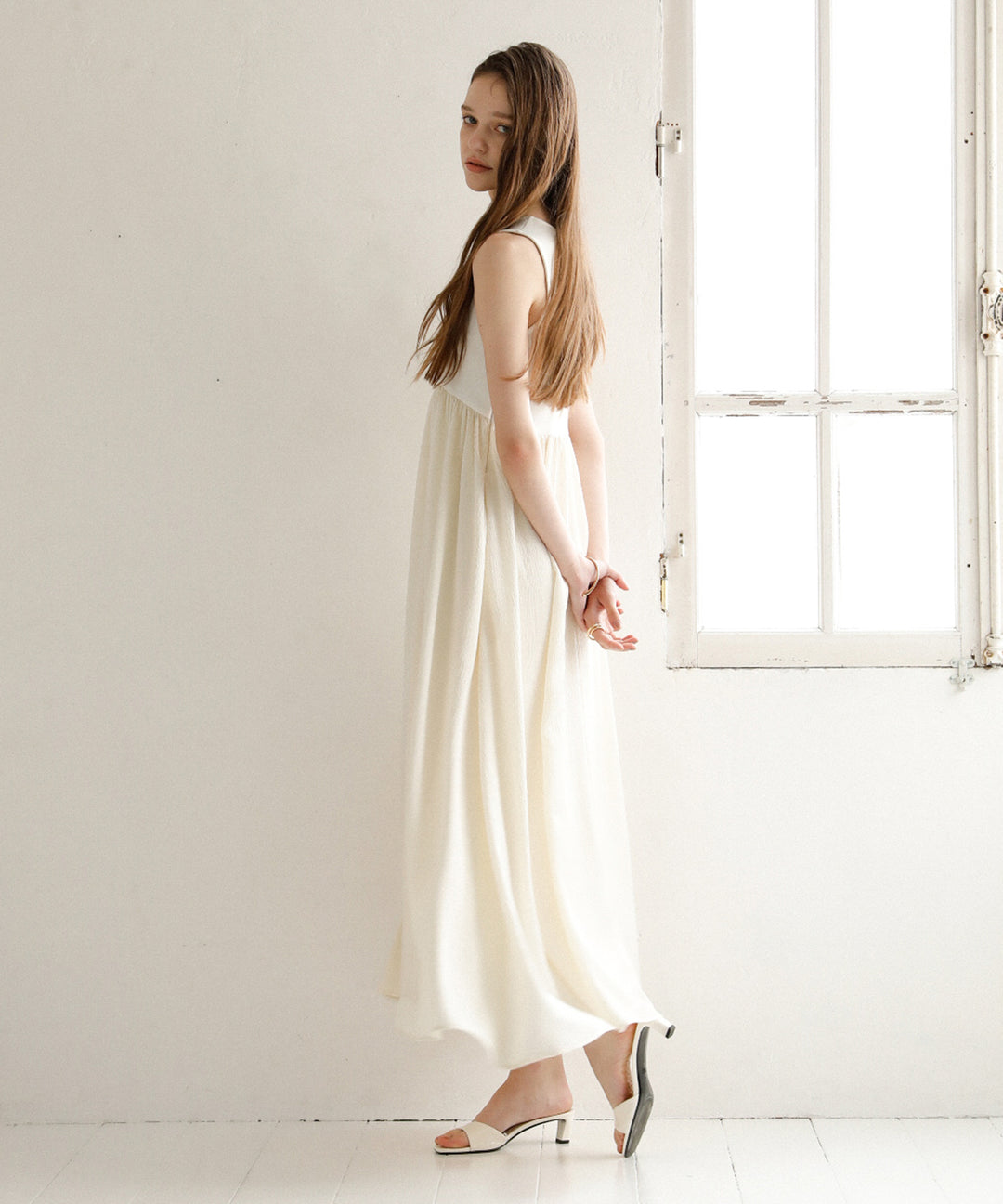 Bumpy Satin Cut Mix Dress