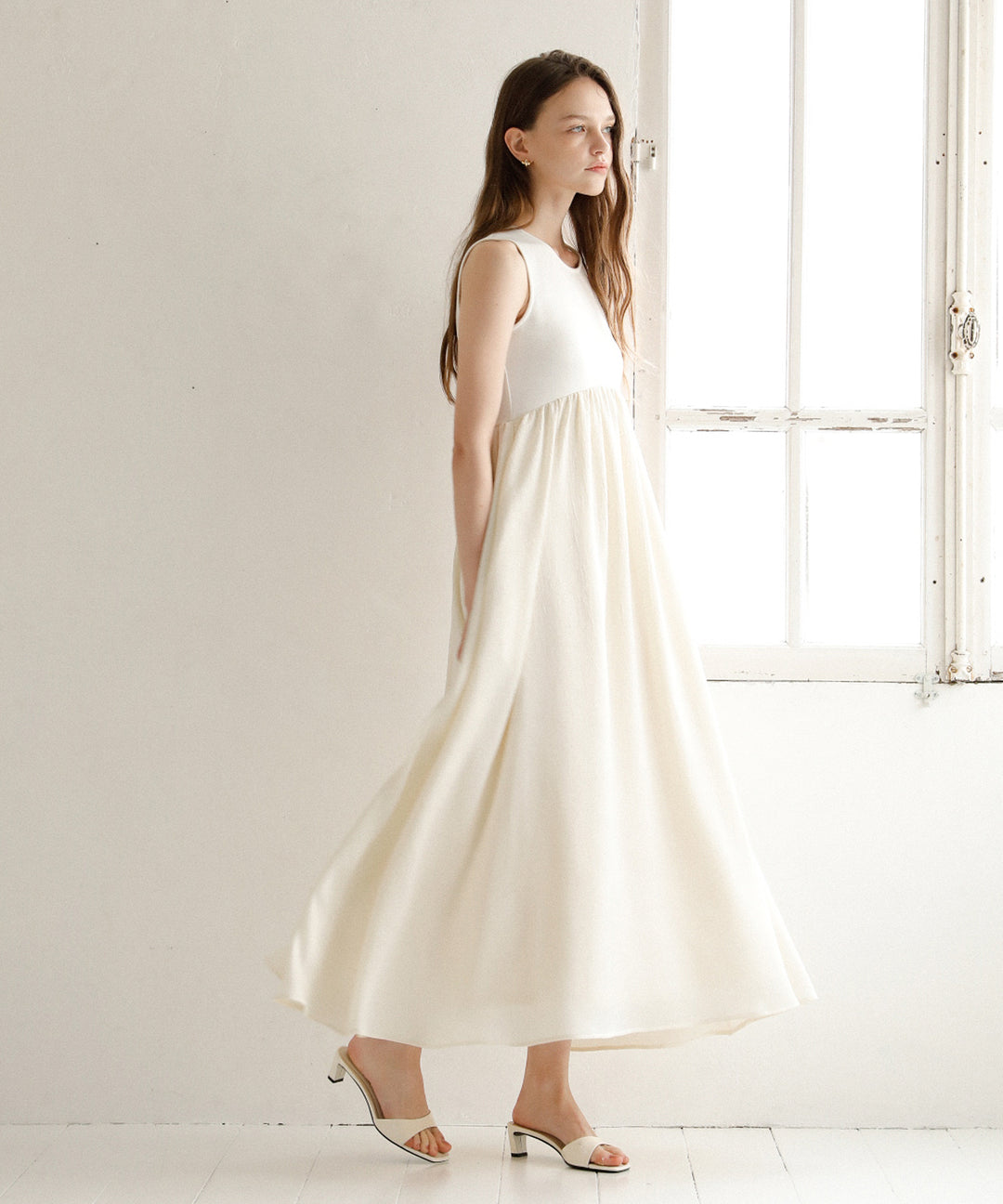 Bumpy Satin Cut Mix Dress