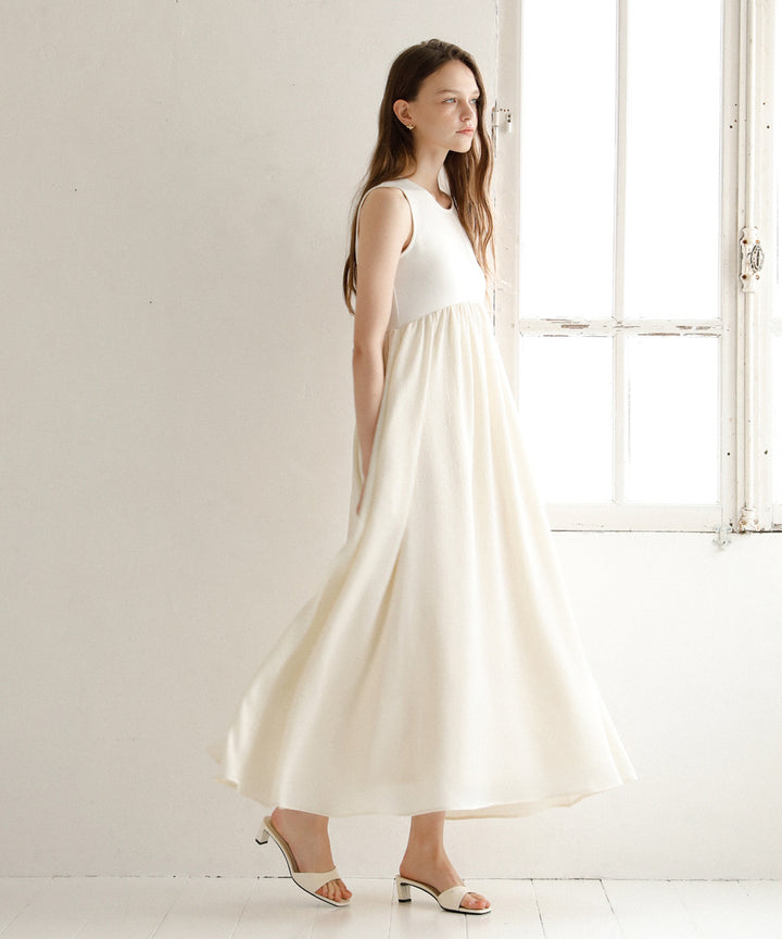 Bumpy Satin Cut Mix Dress