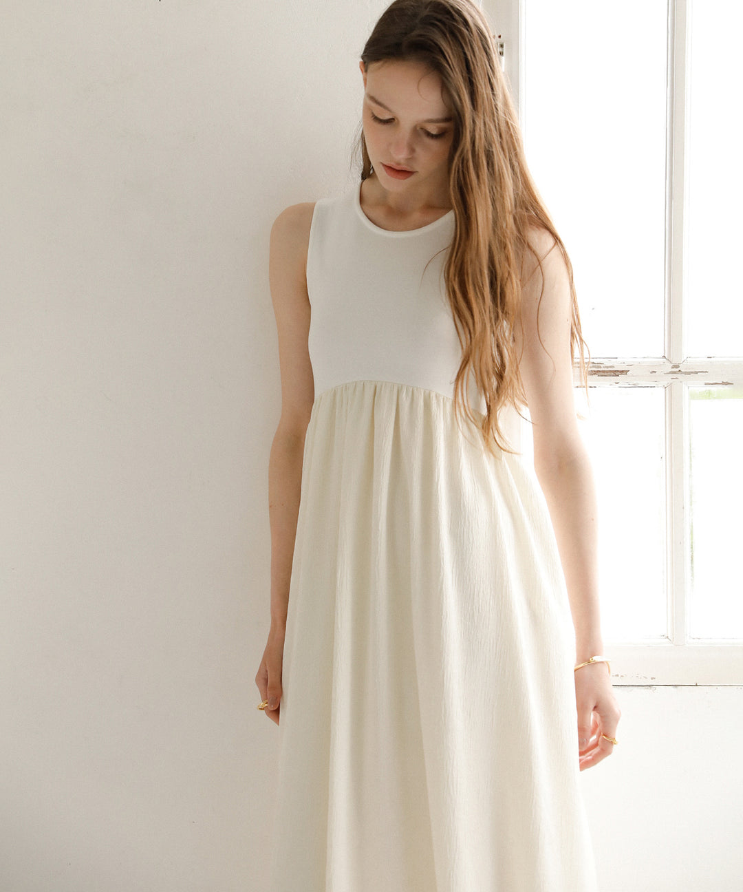 Bumpy Satin Cut Mix Dress