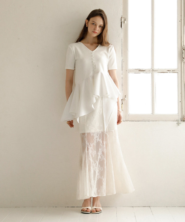 Stretch Lace Tiered Skirt