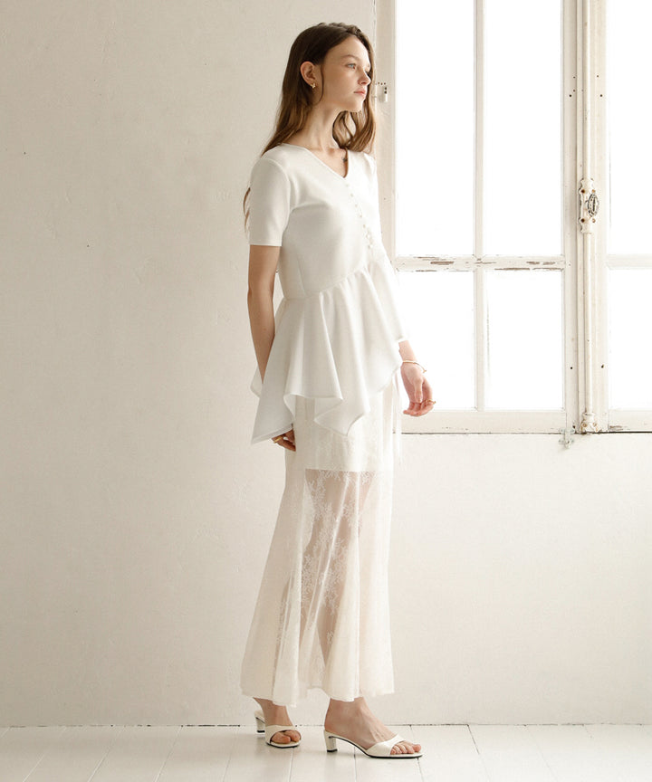 Peplum Henry Half Sleeve Tops