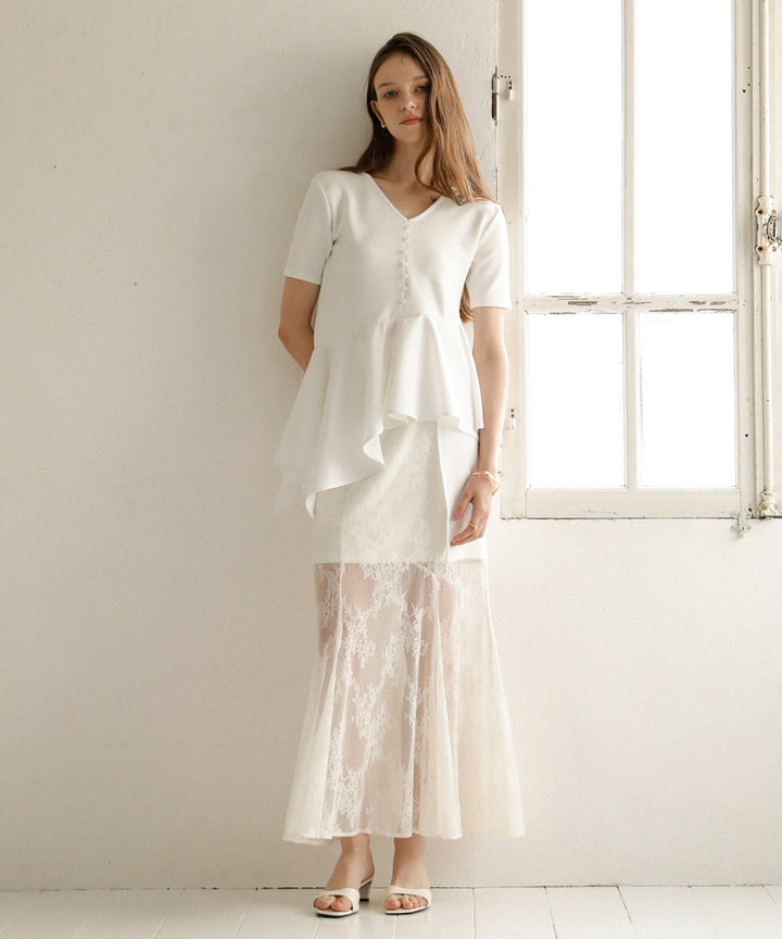 Peplum Henry Half Sleeve Tops