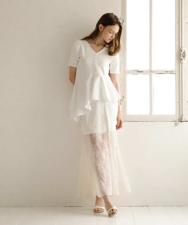 Stretch Lace Tiered Skirt