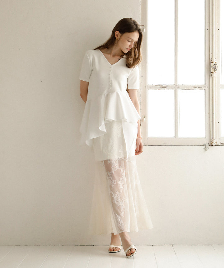 Peplum Henry Half Sleeve Tops