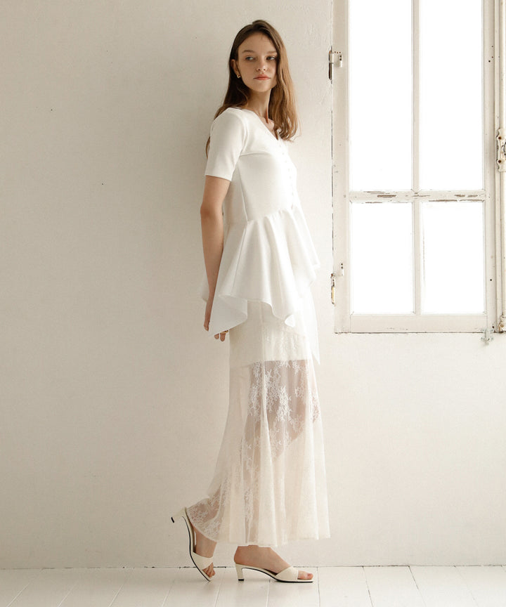 Stretch Lace Tiered Skirt