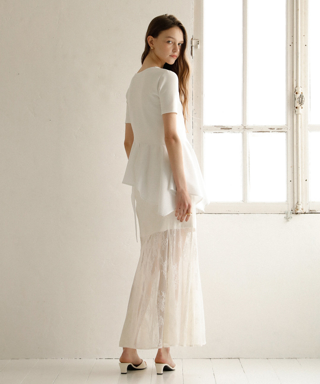 Stretch Lace Tiered Skirt