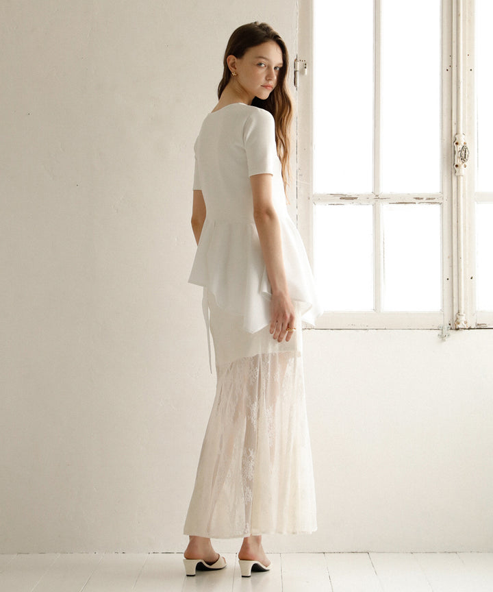 Stretch Lace Tiered Skirt