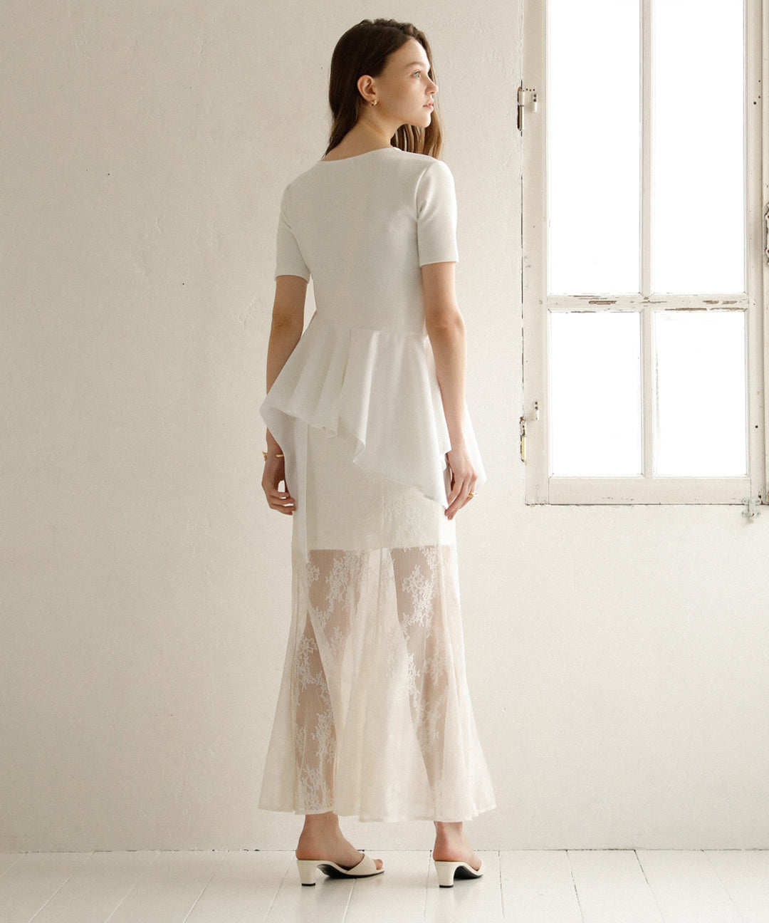 Peplum Henry Half Sleeve Tops