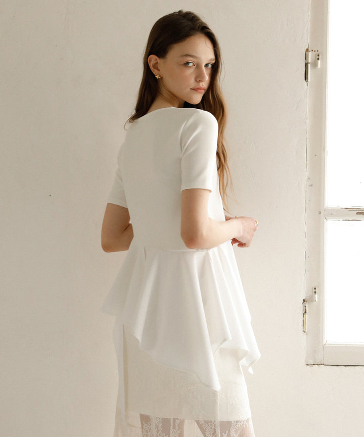 Peplum Henry Half Sleeve Tops