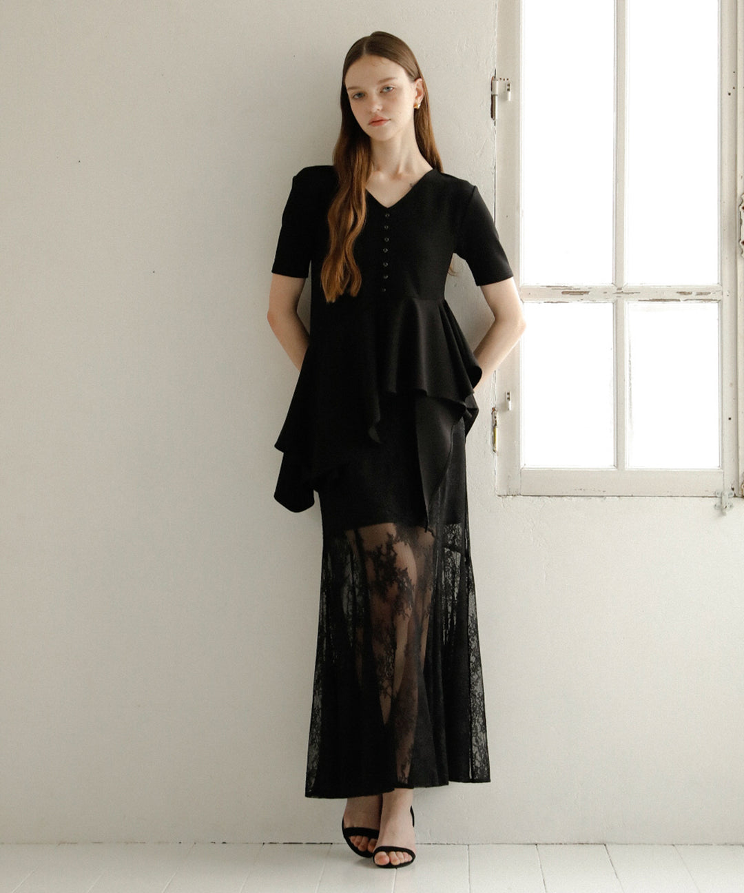 Peplum Henry Half Sleeve Tops