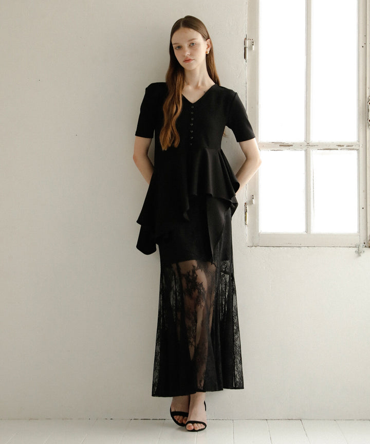 Peplum Henry Half Sleeve Tops