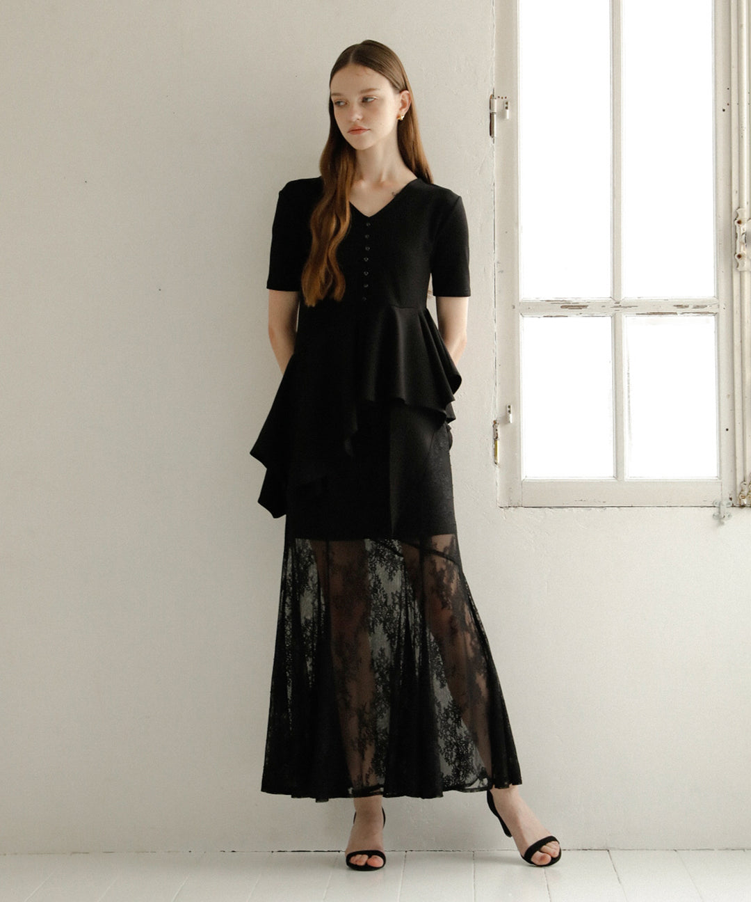 Peplum Henry Half Sleeve Tops