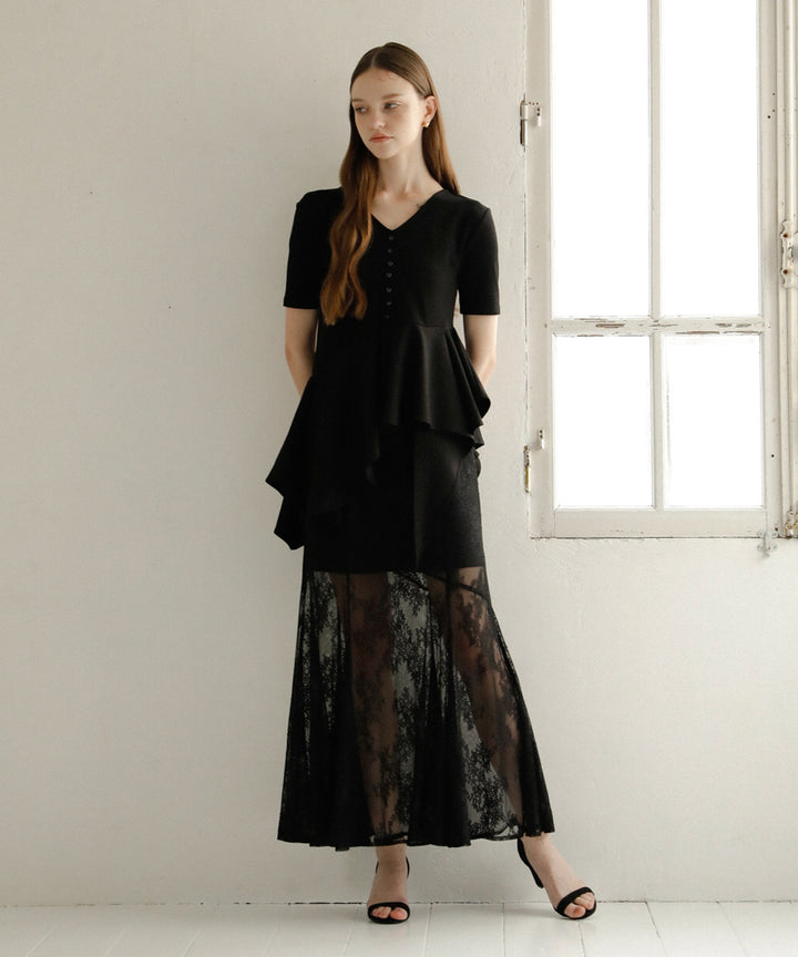 Peplum Henry Half Sleeve Tops