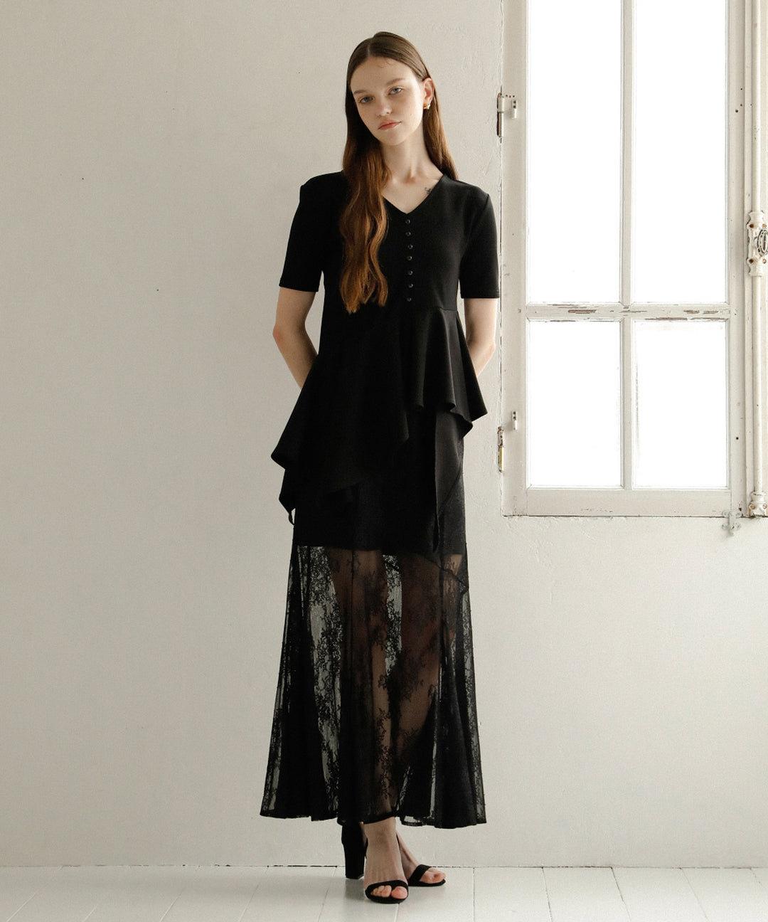 Stretch Lace Tiered Skirt
