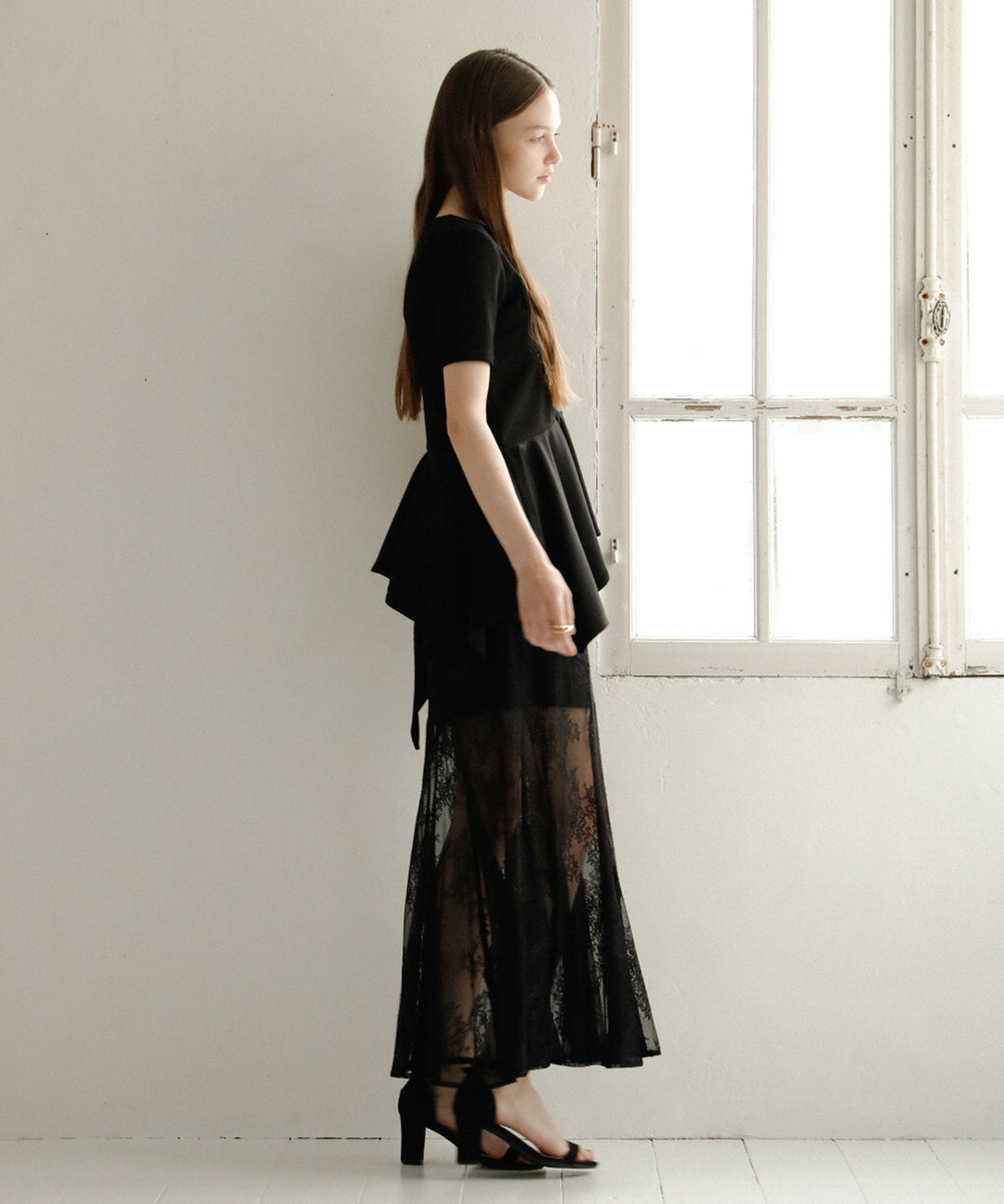 Stretch Lace Tiered Skirt