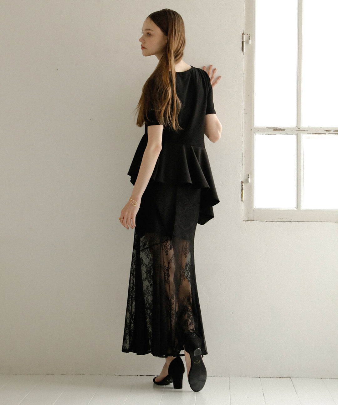 Peplum Henry Half Sleeve Tops