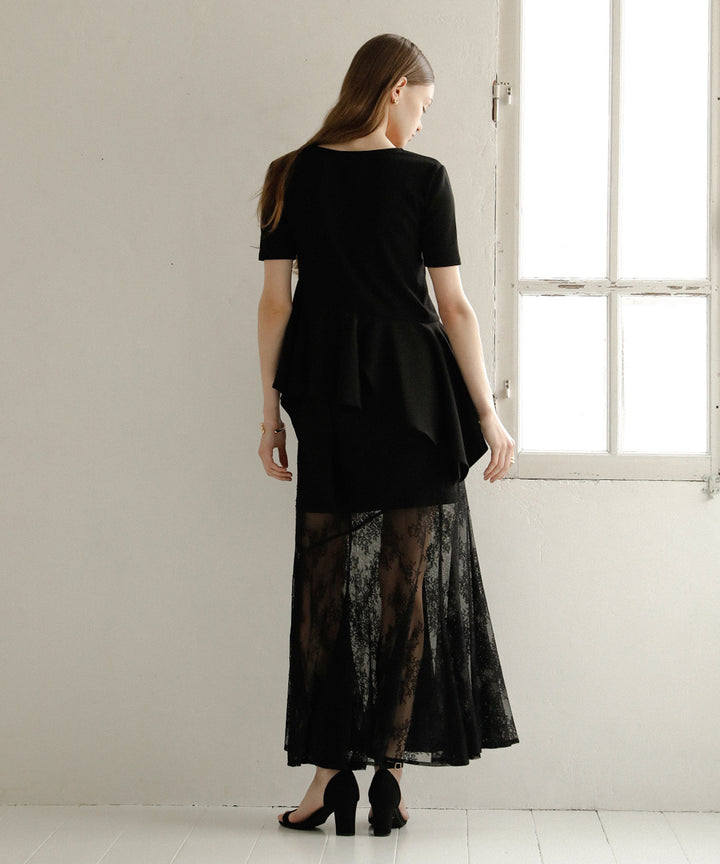 Stretch Lace Tiered Skirt