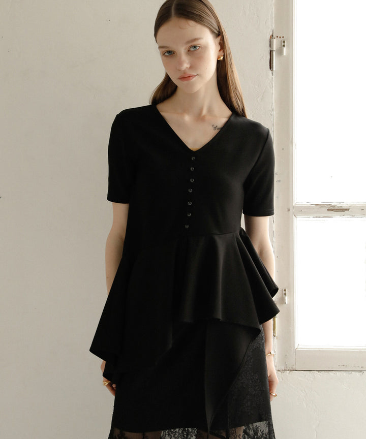 Peplum Henry Half Sleeve Tops