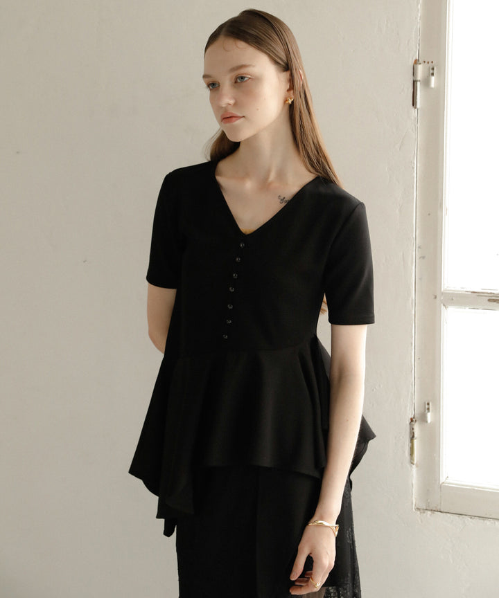 Peplum Henry Half Sleeve Tops