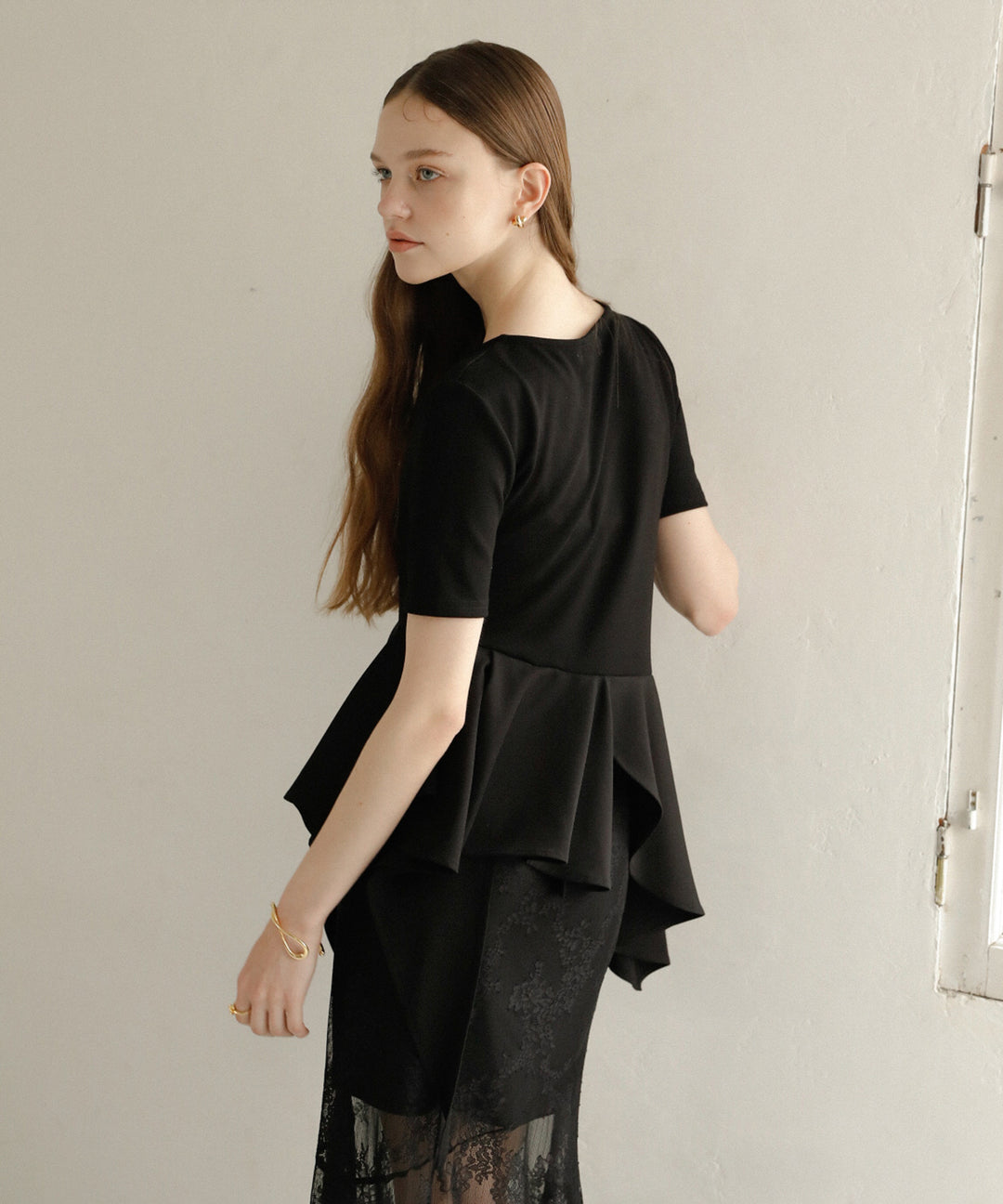 Peplum Henry Half Sleeve Tops