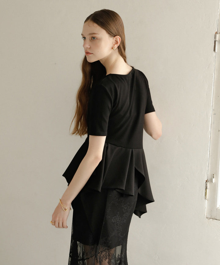 Peplum Henry Half Sleeve Tops