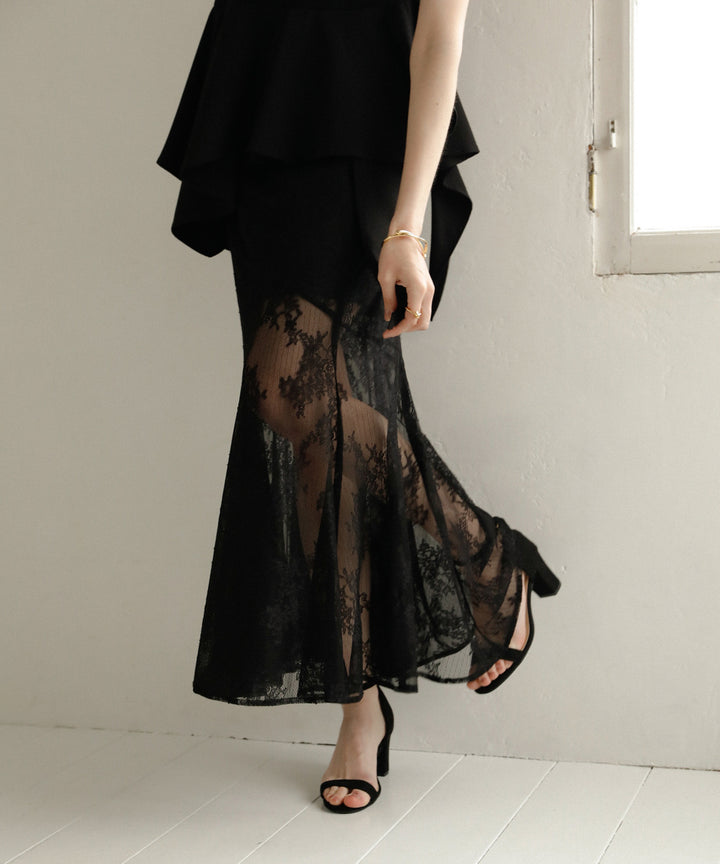 Stretch Lace Tiered Skirt