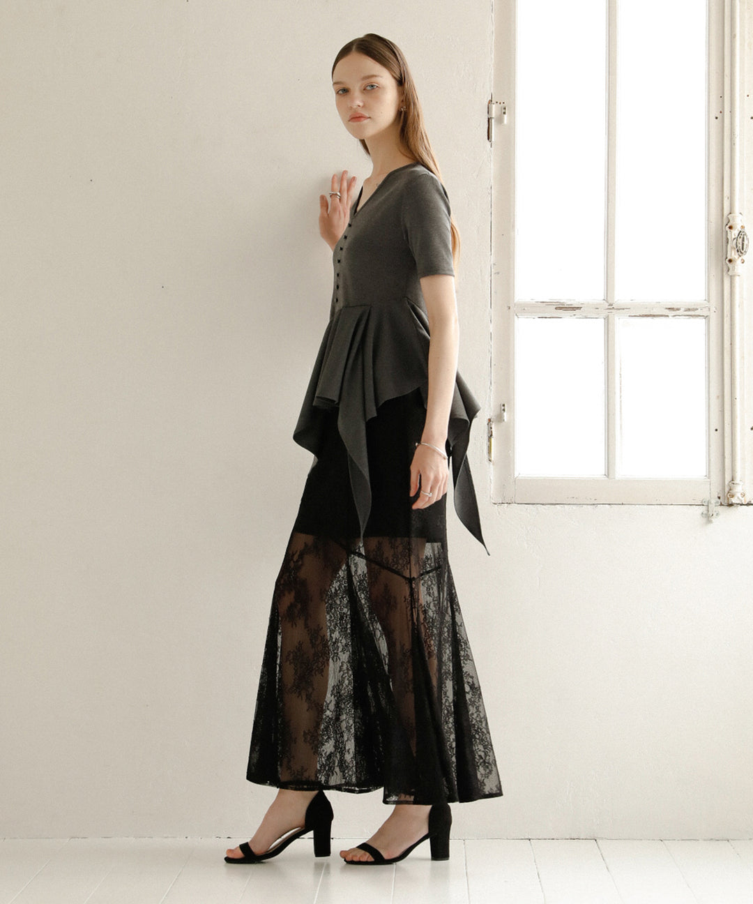 Stretch Lace Tiered Skirt