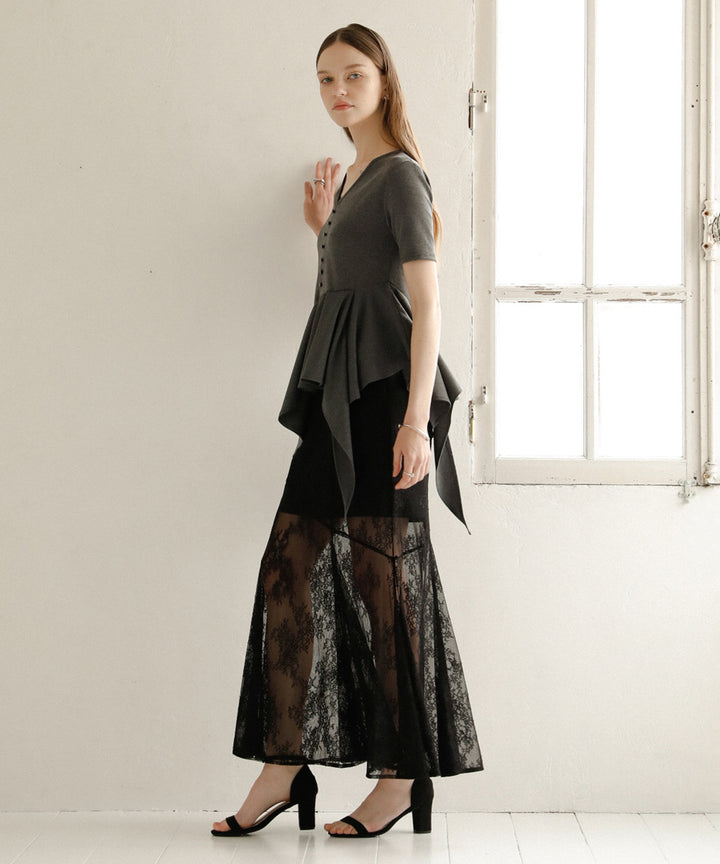 Peplum Henry Half Sleeve Tops