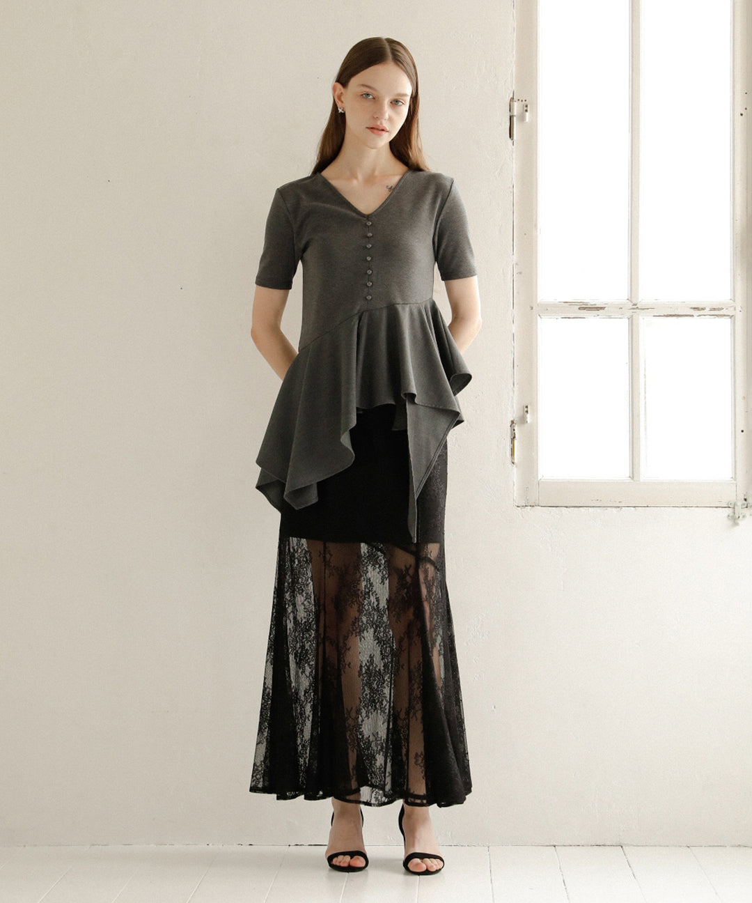 Stretch Lace Tiered Skirt