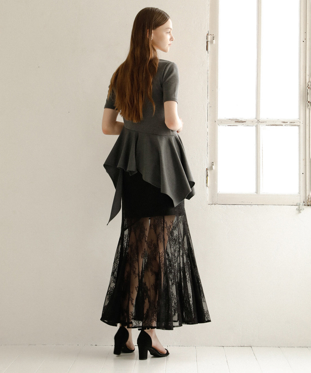 Peplum Henry Half Sleeve Tops