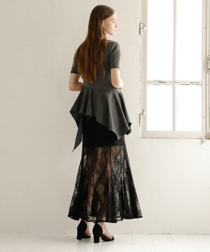 Peplum Henry Half Sleeve Tops