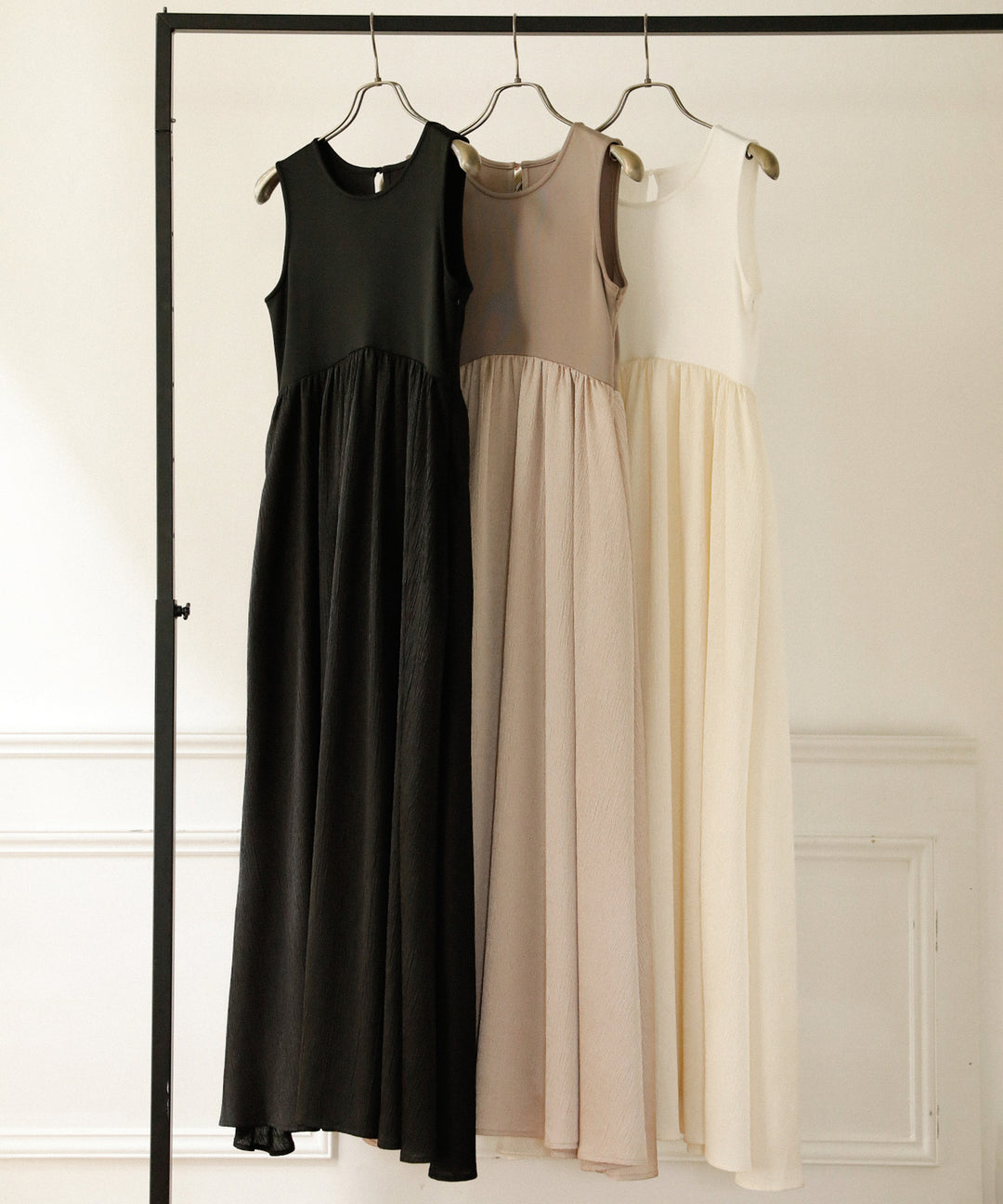 Bumpy Satin Cut Mix Dress