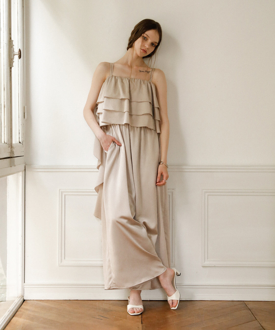 Bumpy Satin Tiered Combinaison