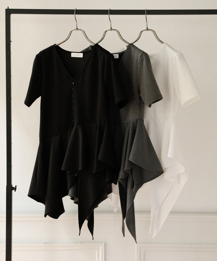 Peplum Henry Half Sleeve Tops