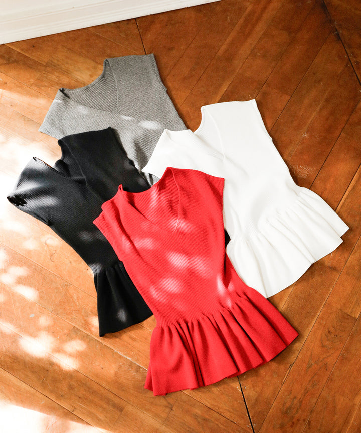 Clear Peplum V/N Tops