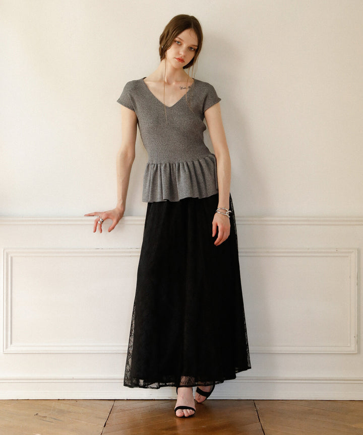 Clear Peplum V/N Tops
