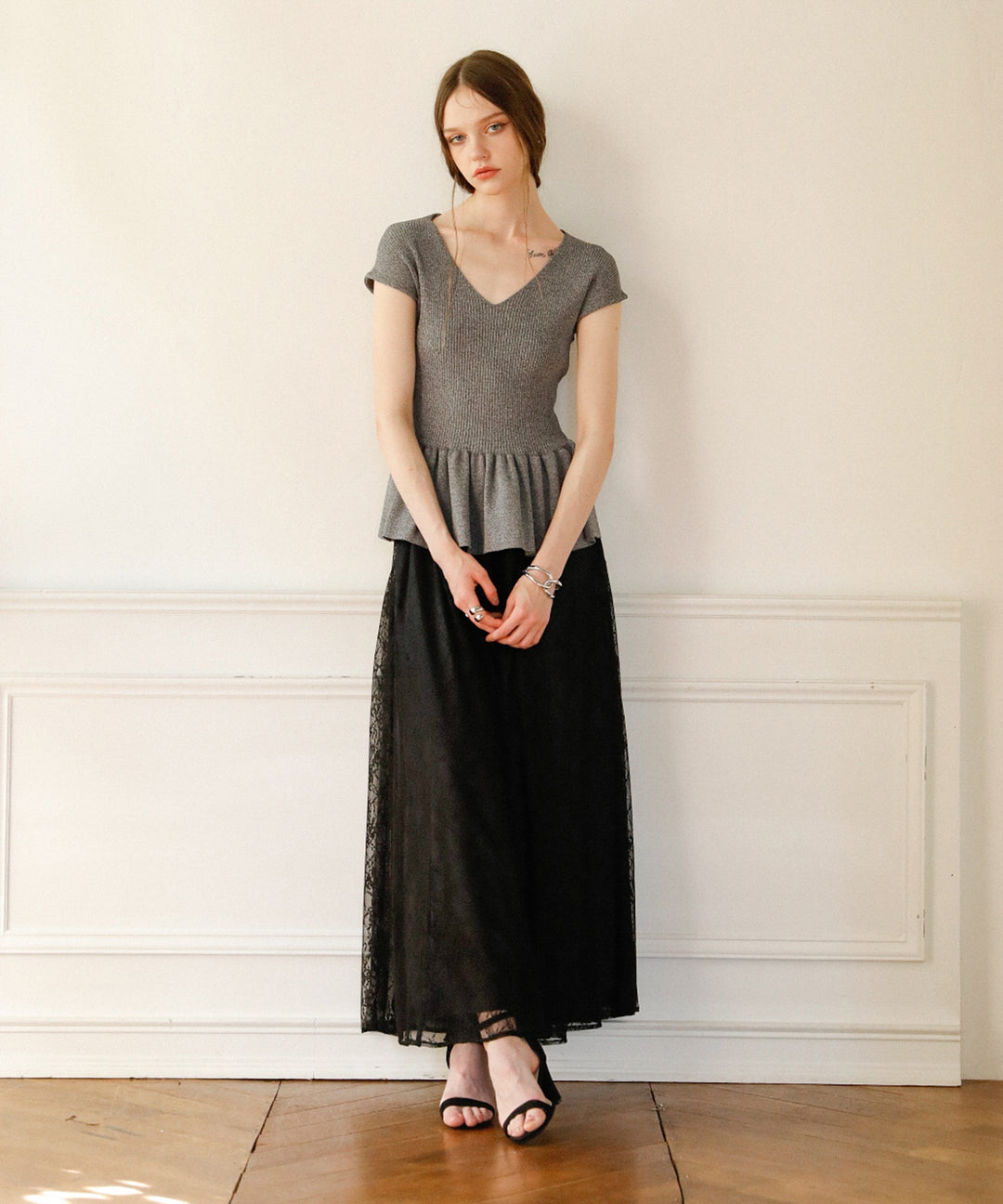 Clear Peplum V/N Tops