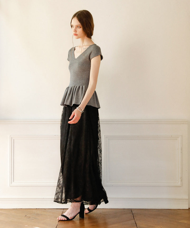 Clear Peplum V/N Tops